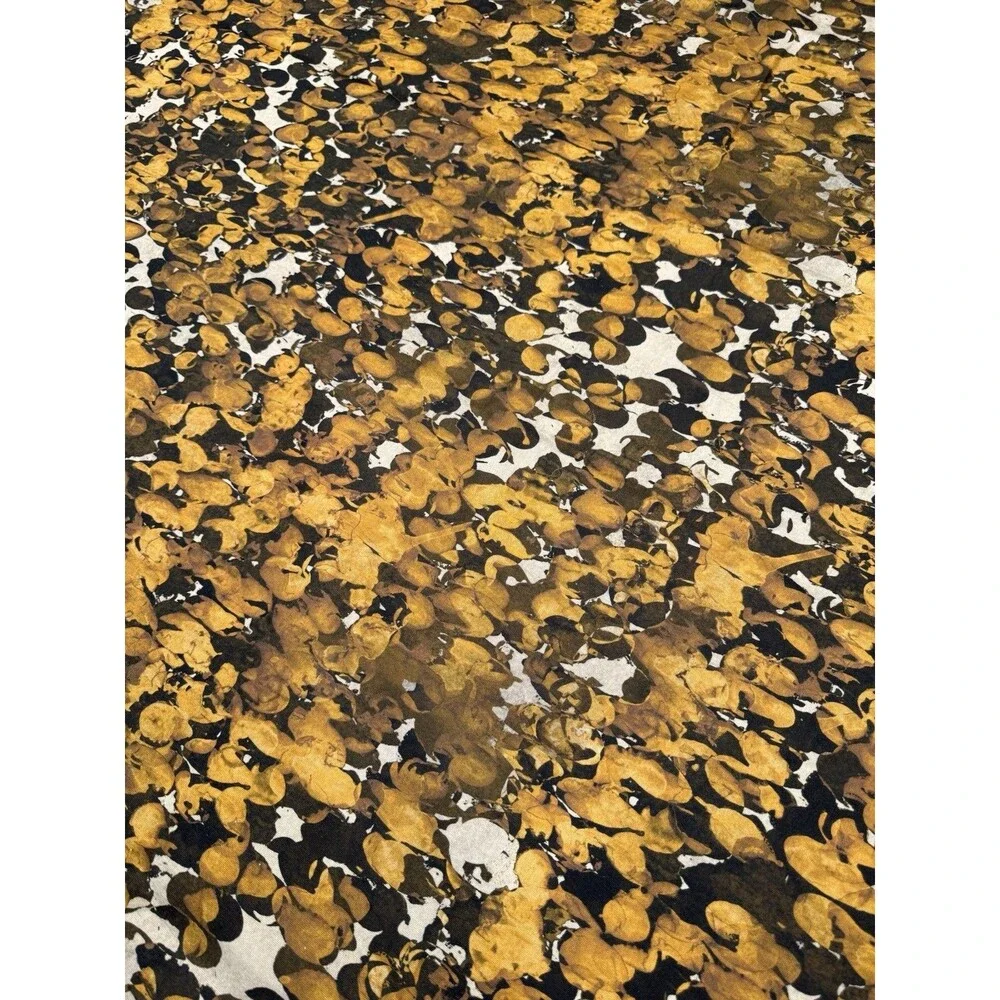 NWT Crate & Barrel 60x90” Tablecloth Yellow Gold Abstract Made Italy Cotton
